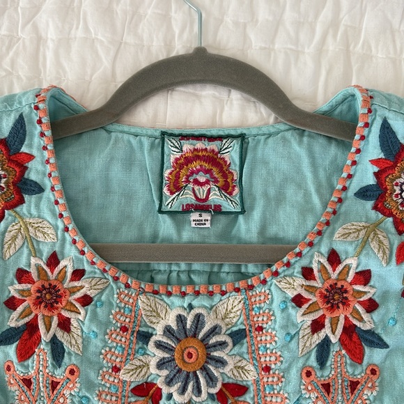 Embroidered Johnny Was dress turquoise small women’s - Picture 2 of 6